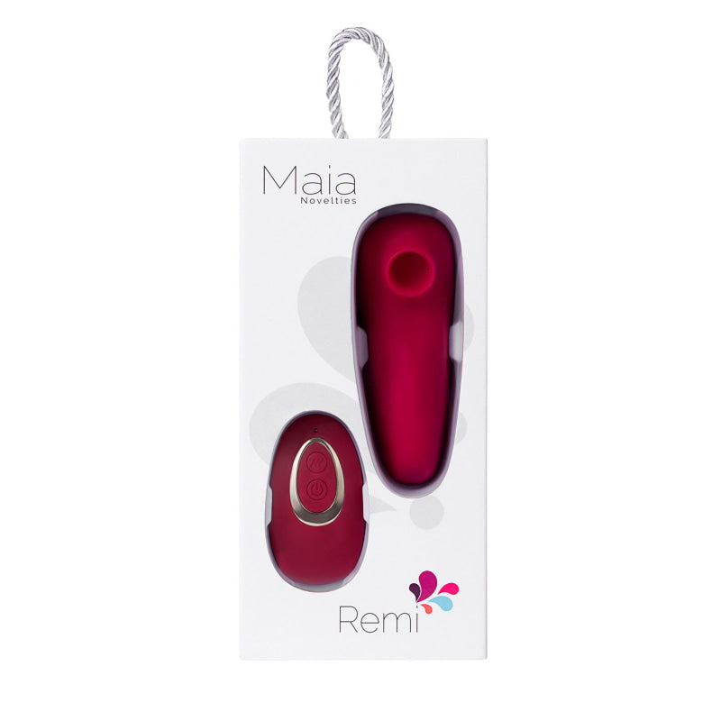 Remi 15-Function Rechargeable Remote Control   Suction Panty Vibe - Red