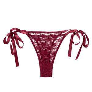 Remote Control Lace Thong Set - Burgundy - MyPleasure