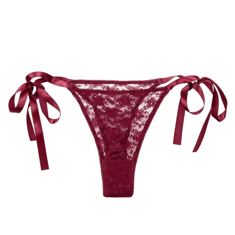 Remote Control Lace Thong Set - Burgundy - MyPleasure