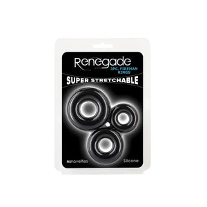 Renegade - 3pc Fireman Rings - Black - MyPleasure