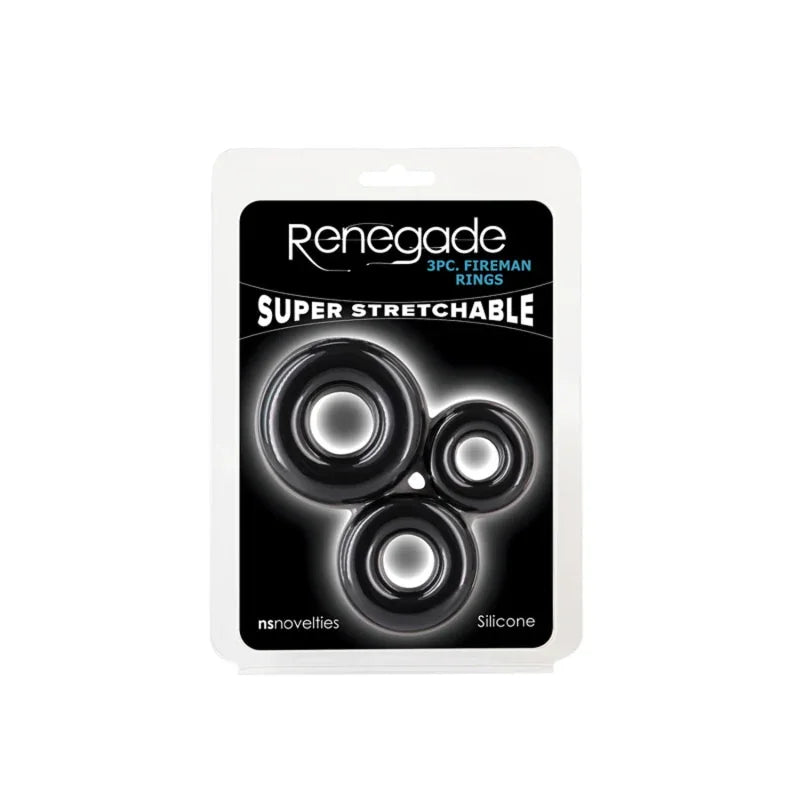 Renegade - 3pc Fireman Rings - Black - MyPleasure