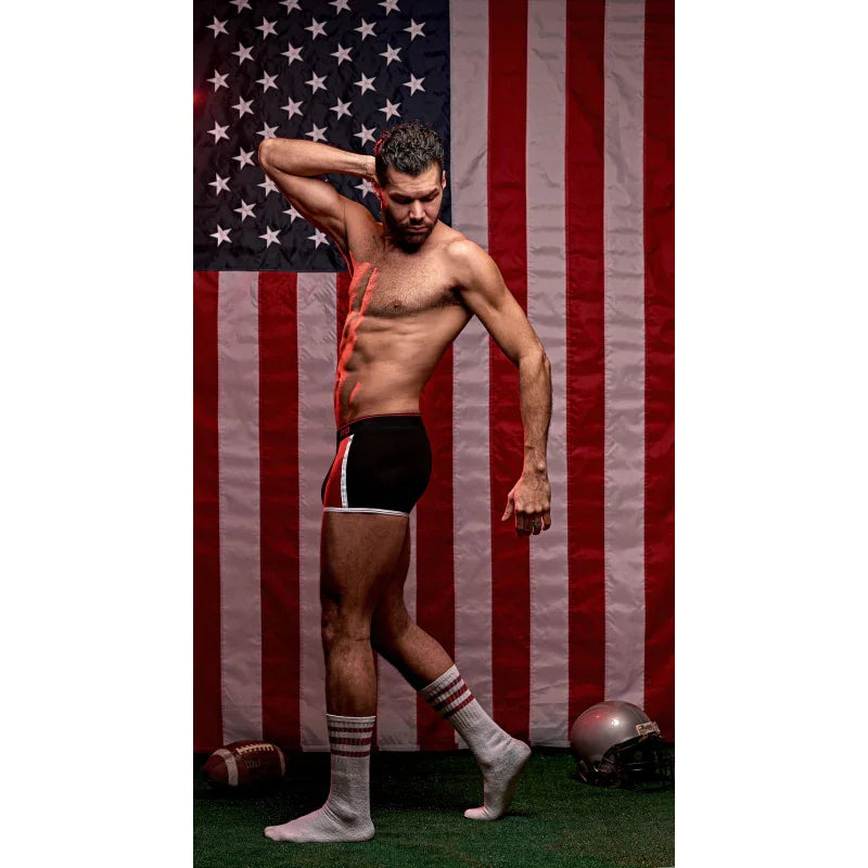 Retro Sport Panel Short - Small - Black/ Red - MyPleasure