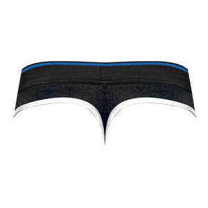 Retro Sport Panel Thong - L/ XL - Black/ Blue - MyPleasure
