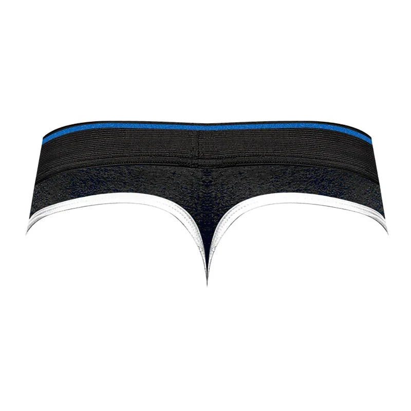 Retro Sport Panel Thong - L/ XL - Black/ Blue - MyPleasure
