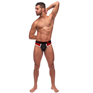 Retro Sport Panel Thong - L/ XL - Red/ Black - MyPleasure