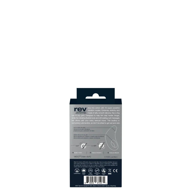 Rev Rechargeable Vibrating C-Ring - Black - MyPleasure