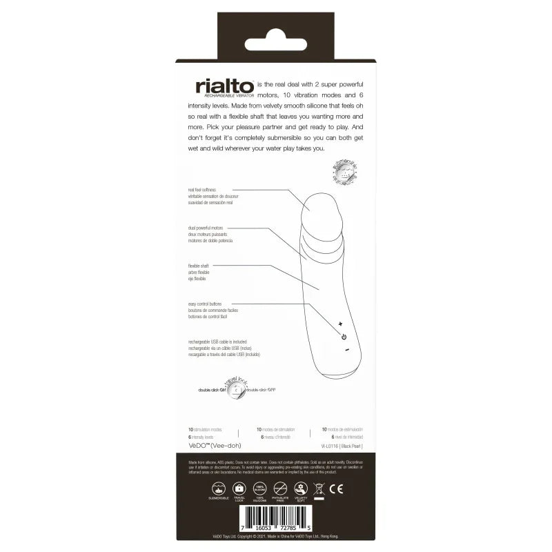 Rialto Rechargeable Vibrator - Black - MyPleasure