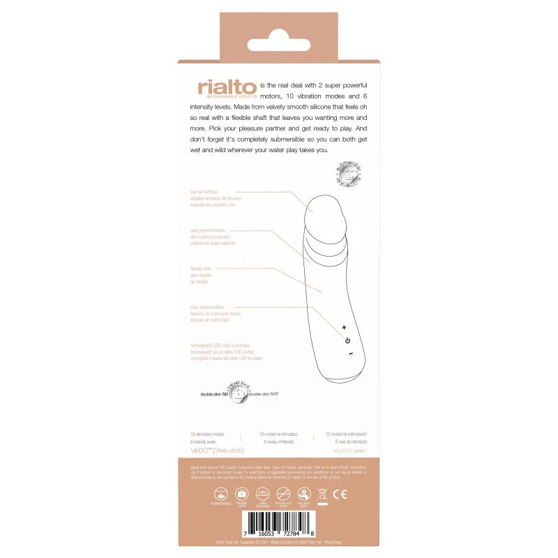 Rialto Rechargeable Vibrator - Vanilla - MyPleasure