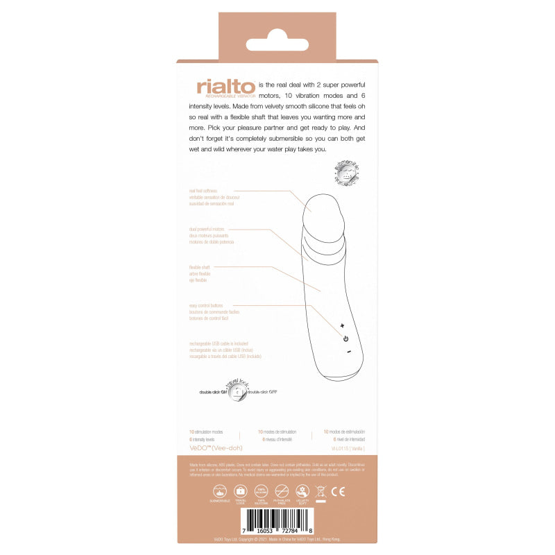 Rialto Rechargeable Vibrator - Vanilla