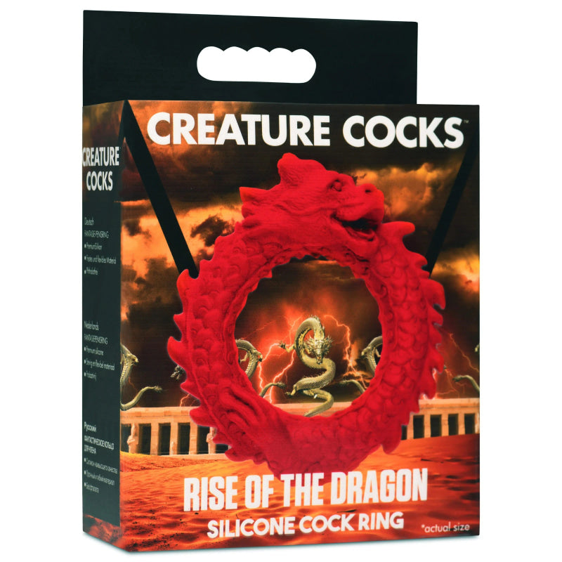 Rise of the Dragon Silicone Cock Ring - Red