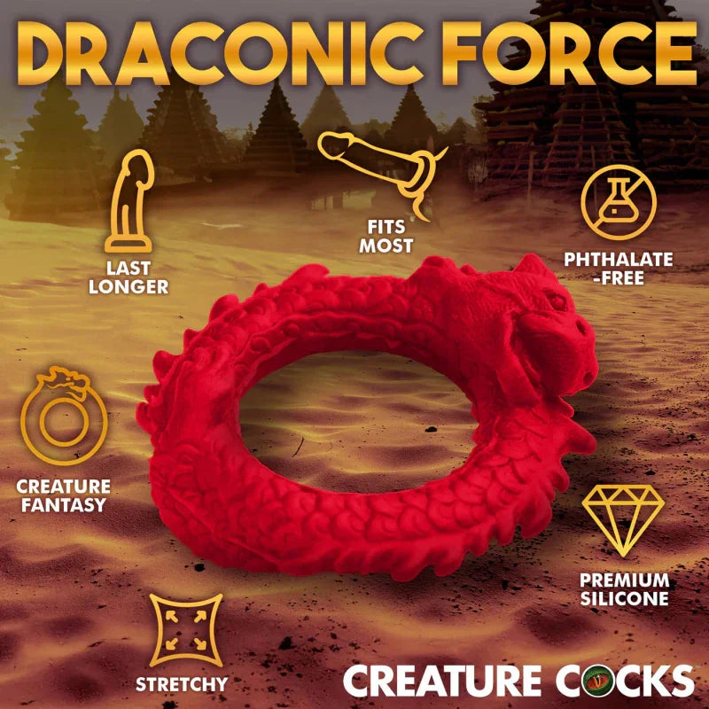 Rise of the Dragon Silicone Cock Ring - Red - MyPleasure