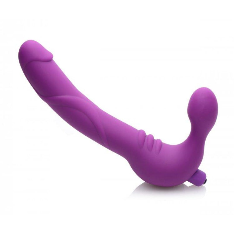 Royal Revolver Vibrating Strapless Strap- on Dildo - Purple