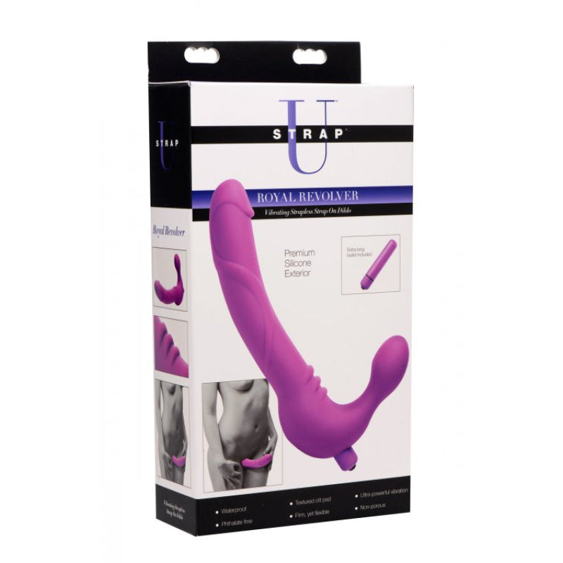 Royal Revolver Vibrating Strapless Strap- on Dildo - Purple