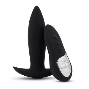 Sensuelle Remote Control Rechargeable 15 Function Mini Plug - Black - MyPleasure