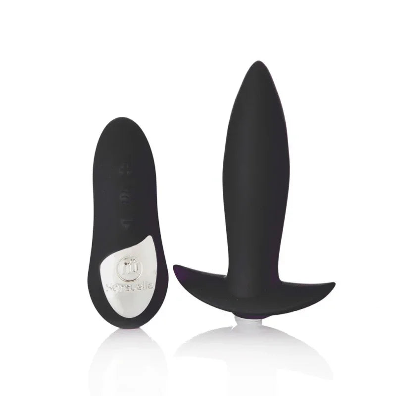 Sensuelle Remote Control Rechargeable 15 Function Mini Plug - Black - MyPleasure