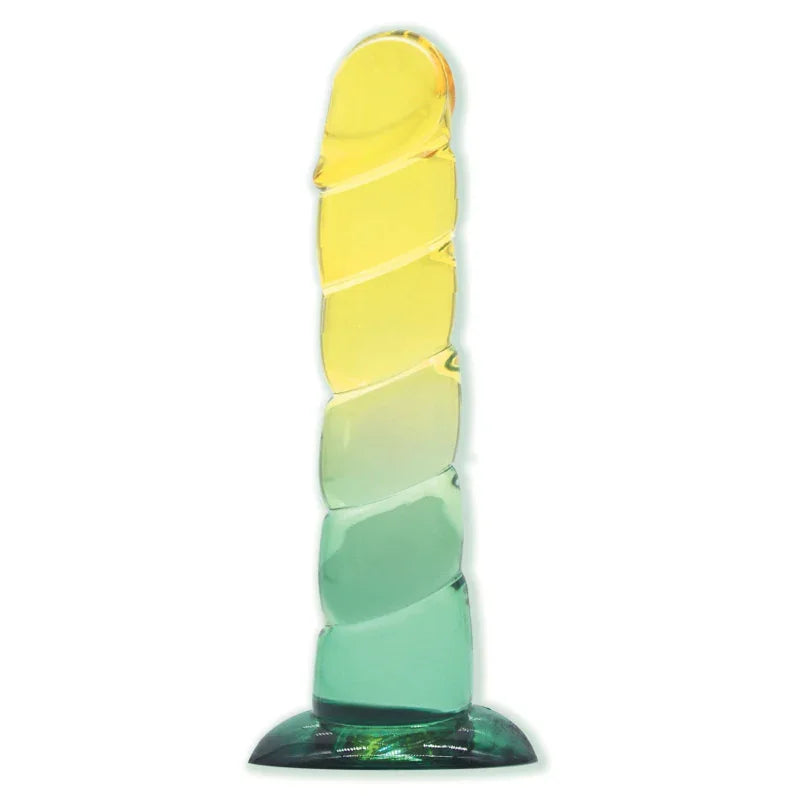 Shades, 7.5"" Swirl Jelly Tpr Gradient Dong - Yellow and Mint - MyPleasure