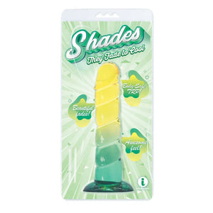 Shades, 7.5"" Swirl Jelly Tpr Gradient Dong - Yellow and Mint - MyPleasure