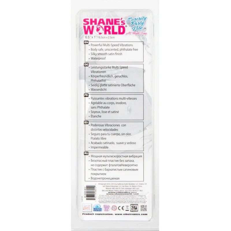 Shanes World Sorority Party Vibe All Night Long - Pink - MyPleasure