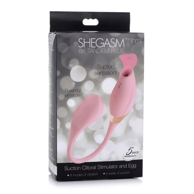 Shegasm 8x Tandem Plus Silicone Suction Clit Stimulator and Egg - MyPleasure