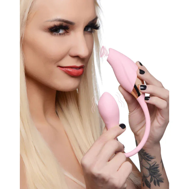 Shegasm 8x Tandem Plus Silicone Suction Clit Stimulator and Egg - MyPleasure