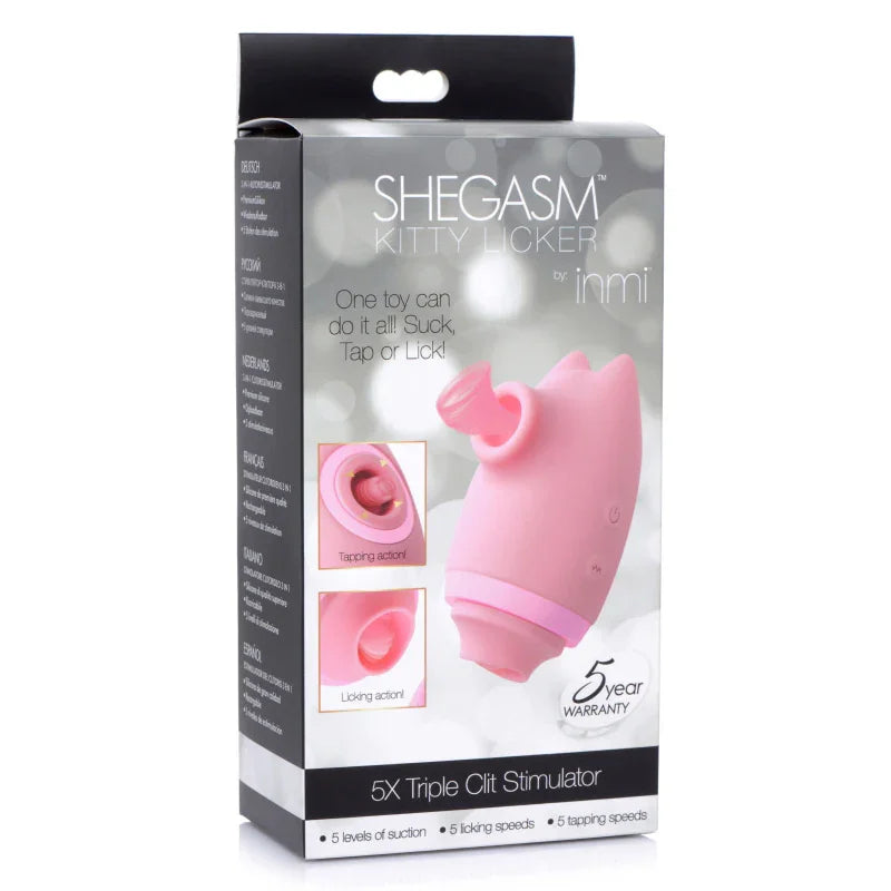 Shegasm Kitty Licker 5x Triple Clit Stimulator - Pink - MyPleasure