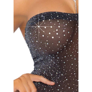 Shimmery Rhinestone Tube Dress - One Size - Black/silver - MyPleasure