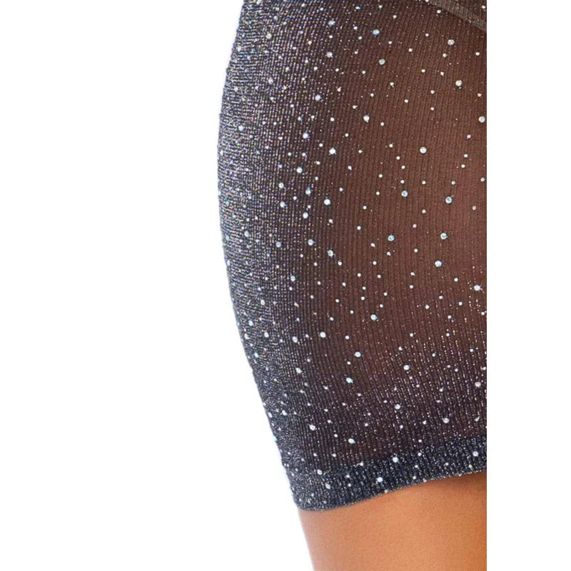 Shimmery Rhinestone Tube Dress - One Size - Black/silver - MyPleasure