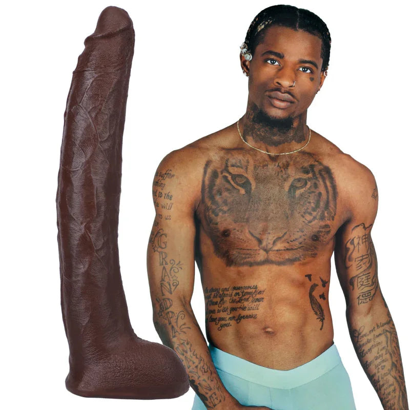 Signature Cocks - Damion Dayski - 12 Inch Ultraskyn Cock With Removable Vac-U-Lock Suction Cup - Chocolate - MyPleasure