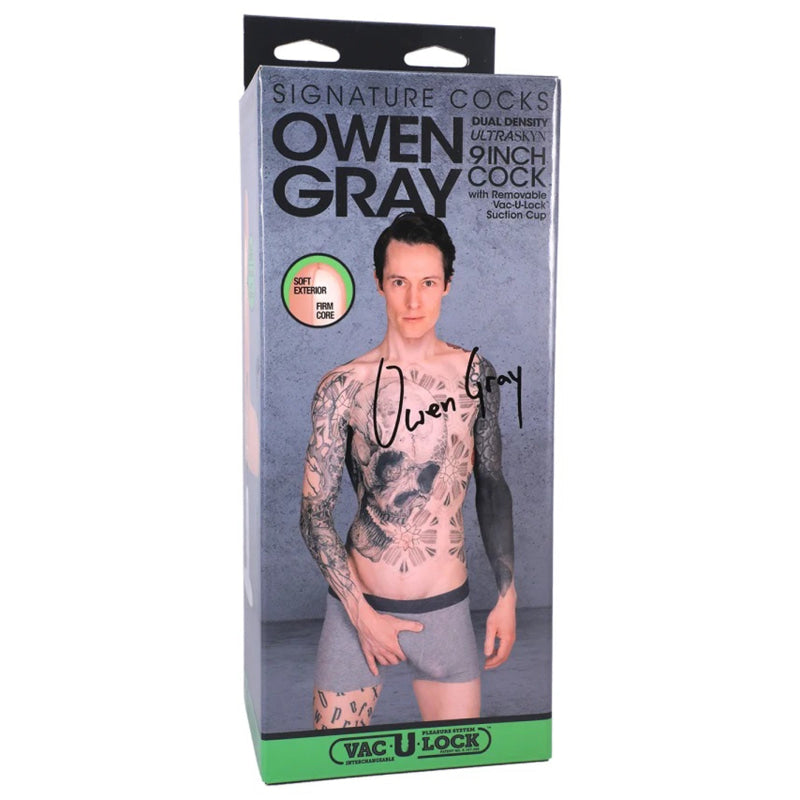 Signature Cocks - Owen Gray - 9 Inch Ultraskyn  Cock With Removable Vac-U-Lock Suction Cup - Skin Tone