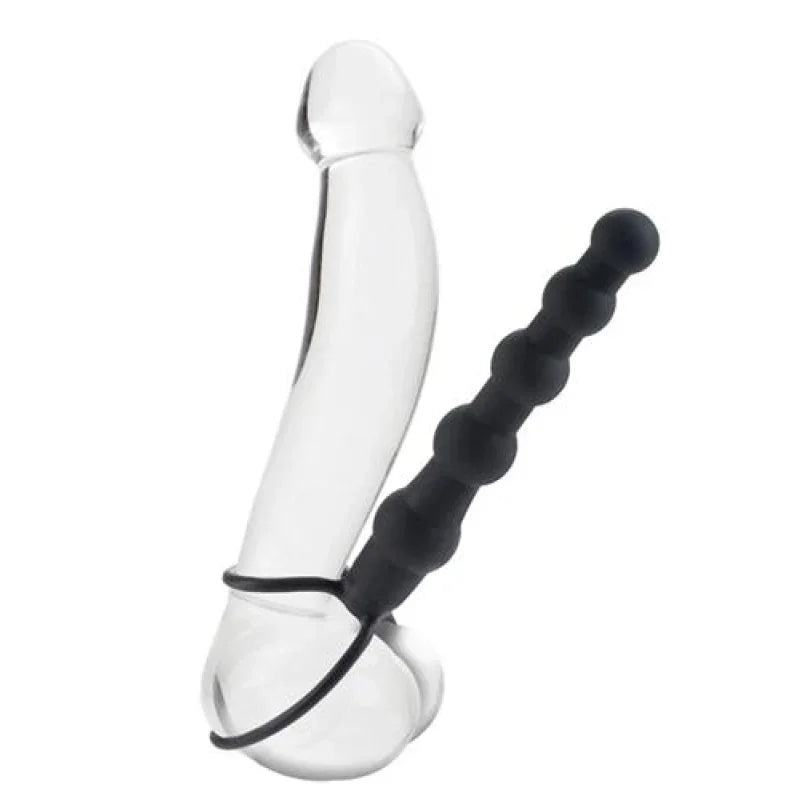 Silicone Love Rider Beaded Dual Penetrator - Black - MyPleasure