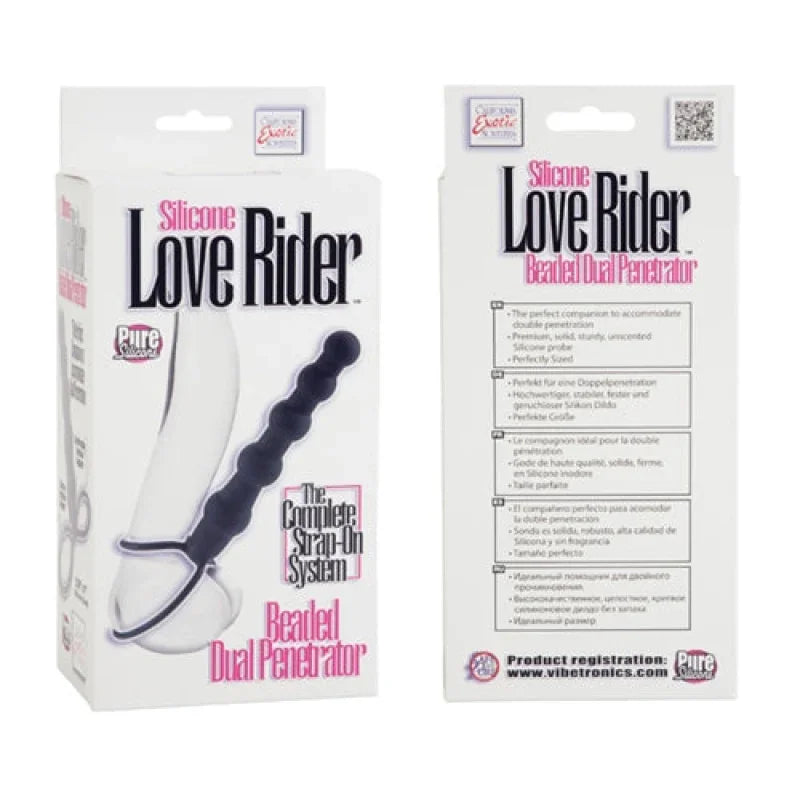 Silicone Love Rider Beaded Dual Penetrator - Black - MyPleasure