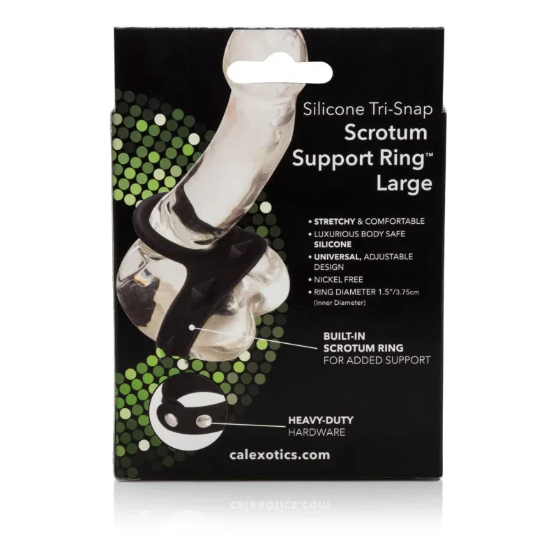 Silicone Tri-Snap Scrotum Support Ring - Large - MyPleasure