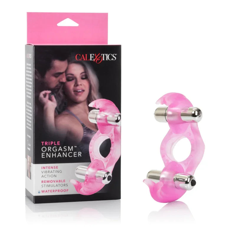 Silicone Triple Orgasm Erection Enhancer - Pink - MyPleasure