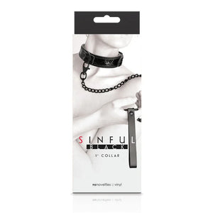 Sinful - 1" Collar - Black - MyPleasure