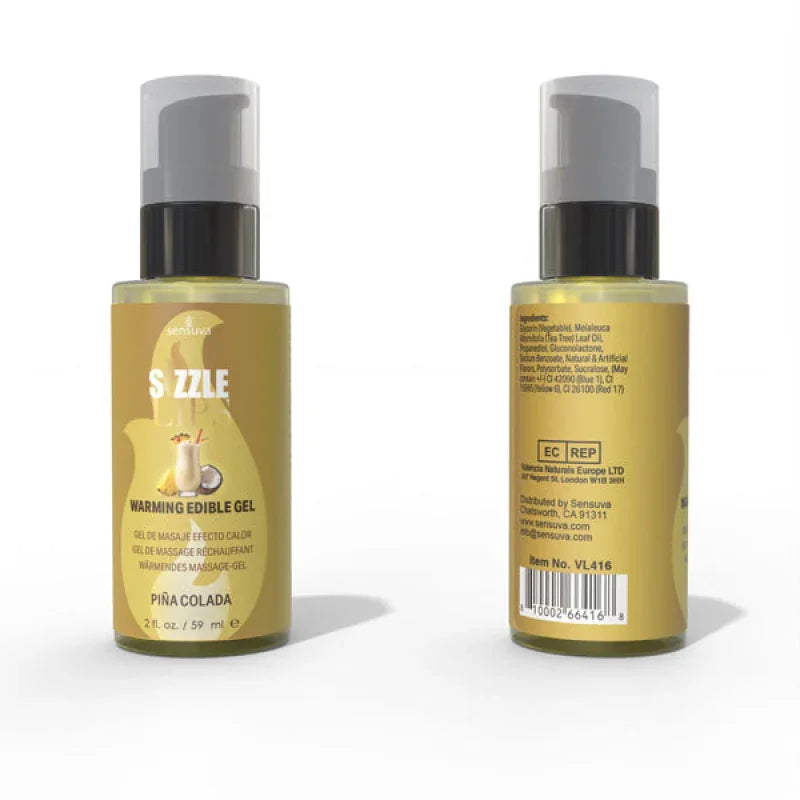 Sizzle Lips Piña Colada - 2oz Edible Warming Massage Gel - MyPleasure