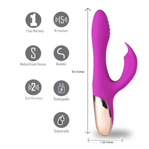 Skyler Silicone Bendable Rabbit - Purple - MyPleasure