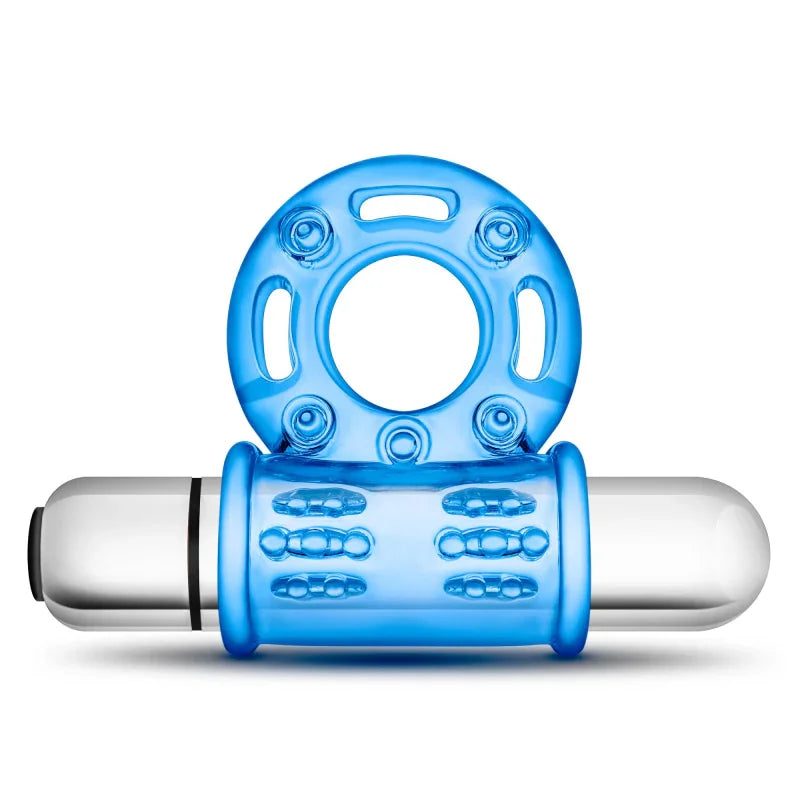Stay Hard 10 Function Vibrating Bull Ring - Blue - MyPleasure