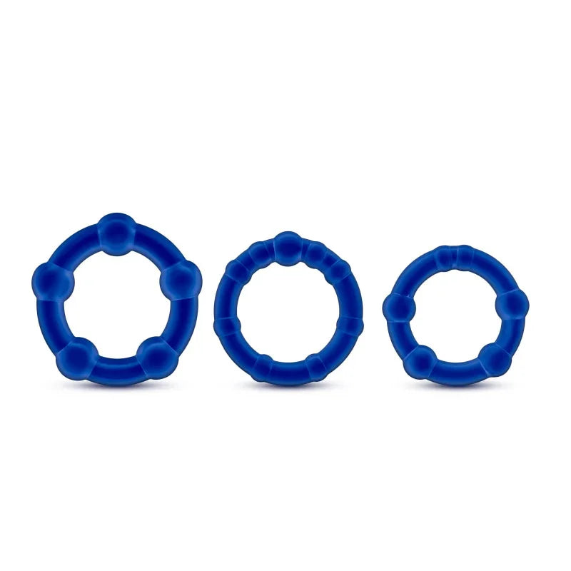 Stay Hard Beaded Cock Rings - 3 Pack - Blue - MyPleasure