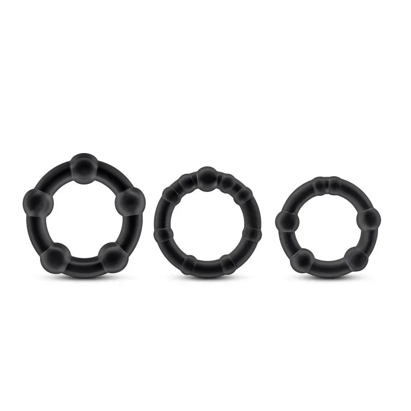 Stay Hard Beaded Cockrings - 3 Pack - Black - MyPleasure