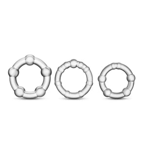 Stay Hard Beaded Cockrings - 3 Pack - Clear - MyPleasure