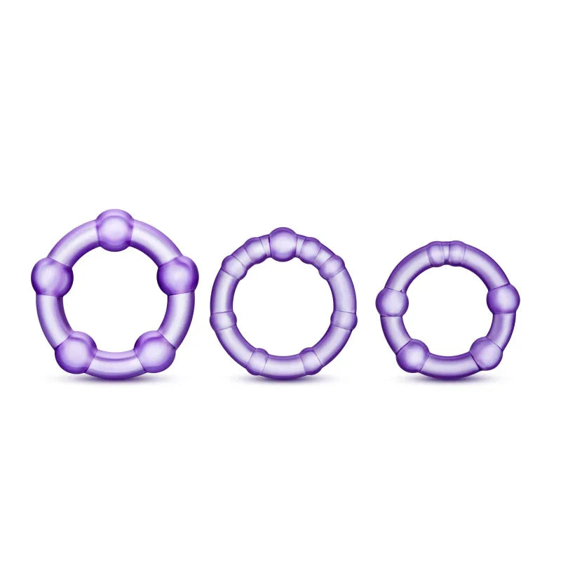 Stay Hard Beaded Cockrings - 3 Pack - Purple - MyPleasure