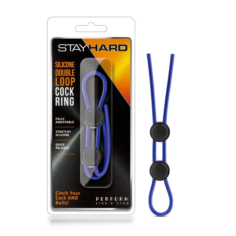 Stay Hard - Silicone Double Loop Cock Ring - Blue - MyPleasure