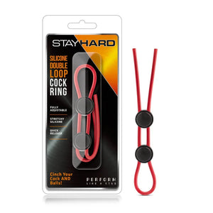 Stay Hard - Silicone Double Loop Cock Ring - Red - MyPleasure