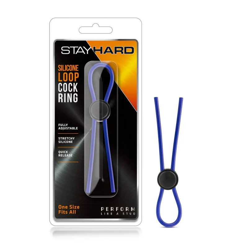Stay Hard - Silicone Loop Cock Ring - Blue - MyPleasure