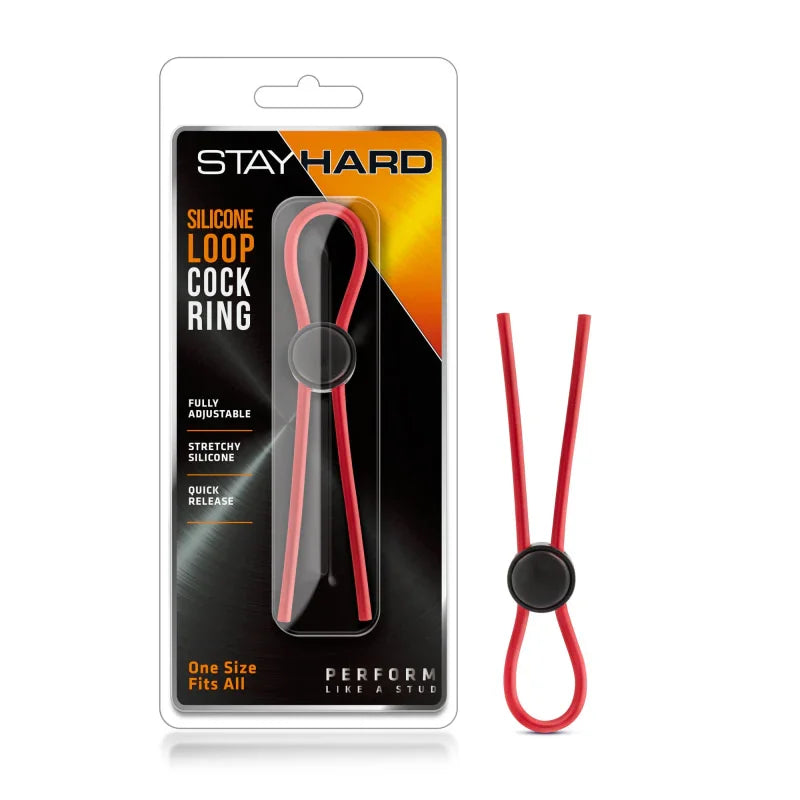 Stay Hard - Silicone Loop Cock Ring - Red - MyPleasure