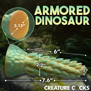 Stegosaurus Spiky Reptile Silicone Dildo - Green