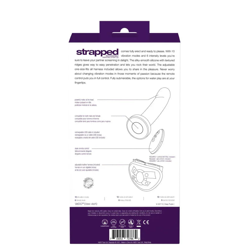 Strapped Rechargeable Strap on - Purple - MyPleasure