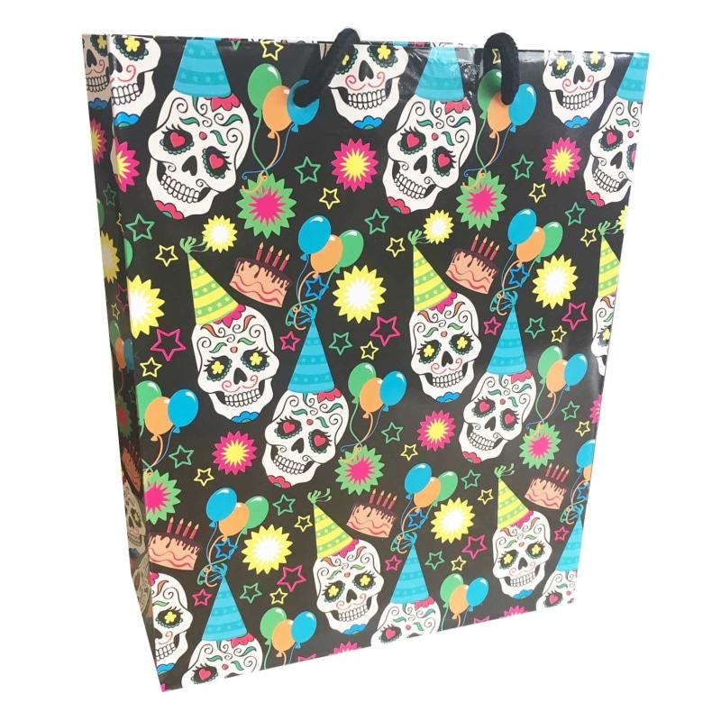 Sugar Skull Birthday Pattern Gift Bag 8x10 K-GB393