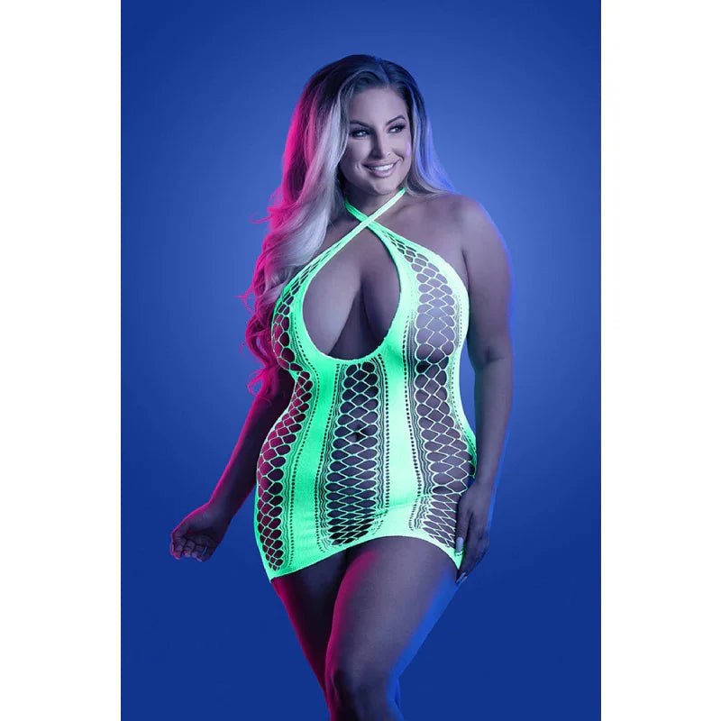 Synthesize Seamless Keyhole Dress - Queen - Neon Green - MyPleasure