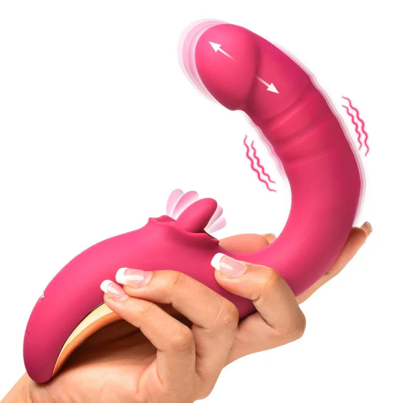 Tease and Please Thrusting and Licking Vibrator - Fuchsia - MyPleasure